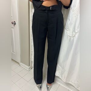 Armani Collezioni Black Trousers with Belted Buckle Button ~ Size 8